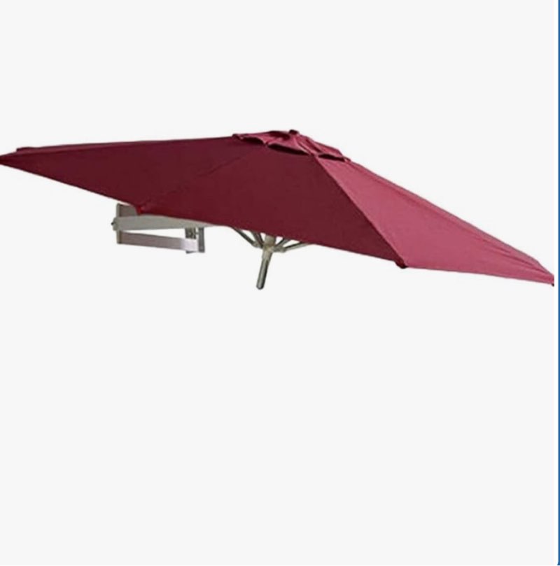 Sun Parasol Umbrella Garden Parasols Wall-Mounted Aluminium Patio Umbrella - Outdoor Garden Balcony Tilting Sunshade Umbrella, 7ft / 220cm (Khaki) (Wine Red)