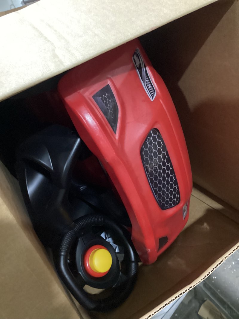 Condition photo showing As Is for step2 whisper ride cruiser kids push car, ride on toy, stroller substitute, includes seat belt & horn, made of durable plastic, max weight 50 lbs., for toddlers 18 months - 4 years old, red red push car