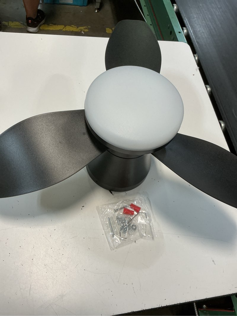 Condition photo showing As Is for small ceiling fan with lights, 25" flush mount with remote control | reversible quiet dc motor,black,3 blades,6 speeds,dimmable led,adjustable color temperature,timer,for bedroom kitchen indoor black 24inch