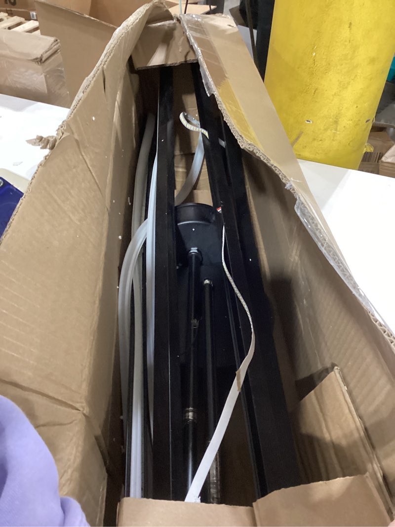 Condition photo showing As Is for modern black chandelier light fixtures - led 6-lights dining room linear chandeliers sputnik pendant lights fixture over table 3000k 4500k 6000k dimmable for kitchen island living room 37'' black