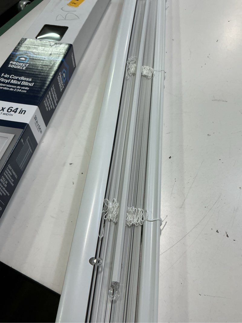 Condition photo showing Good Condition for Cordless Room Darkening Mini Blind - 32 Inch Width, 64 Inch Length, 1" Slat Size - Pearl White - Cordless GII Deluxe Sundown Horizontal Windows Blinds for Interior by Achim Home Decor White 32"W x 64"H