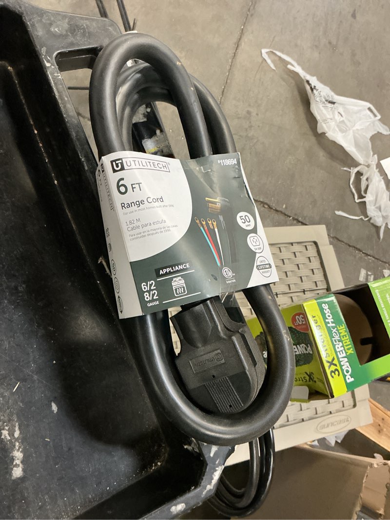 Condition photo showing As Is for utilitech 6-ft 50 -amp 4 -prong black range appliance power cord
