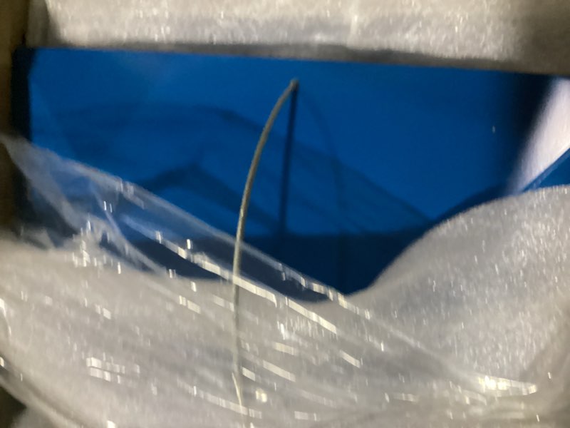Condition photo showing New/Like New for mosloly bluebird feeders squirrel-proof, 7 lbs, large heavy metal caged mealworms blue bird feeders for outside, weatherproof wild bird feeder,2 layer seed cups(blue)