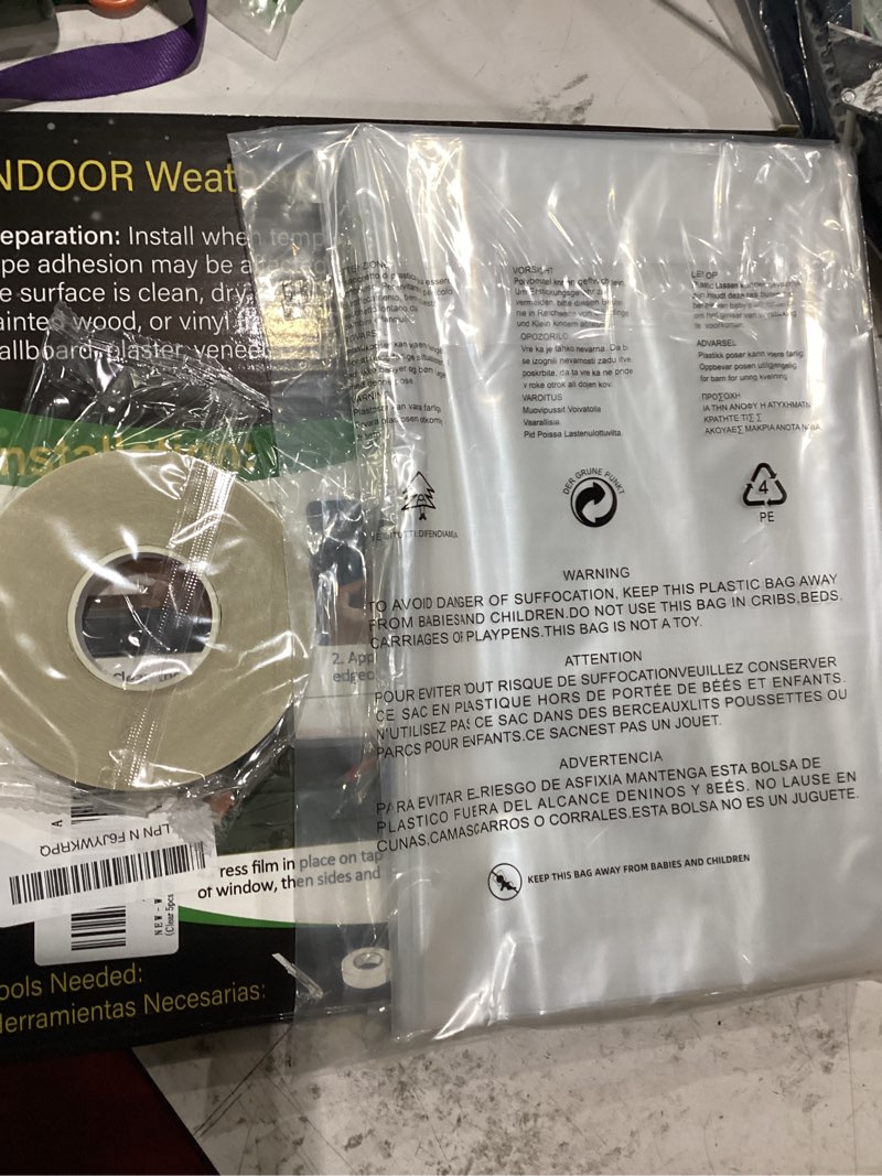 Condition photo showing New/Like New for window insulation kit for winter,plastic shrink film & strong tape, indoor thermal seal to block drafts, cold air for windows and patio doors,5-pack(42"w x 62"t) 42"w x 62"t clear 5pcs