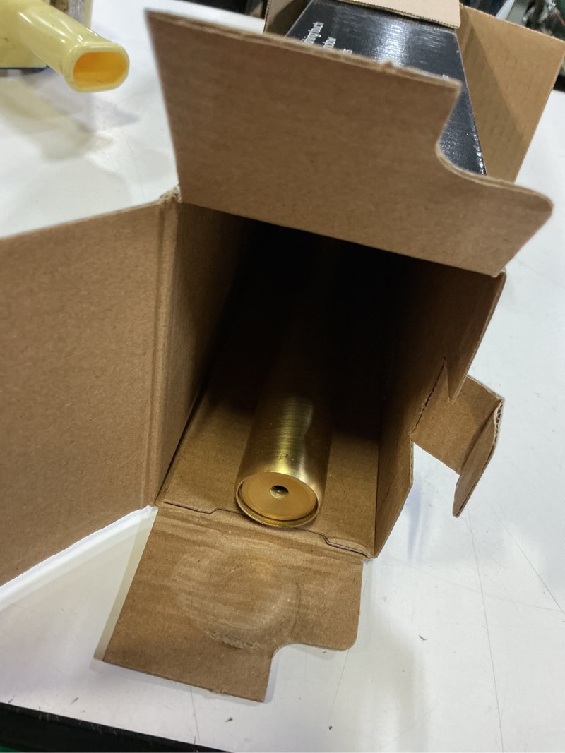 Condition photo showing Good Condition for 1-1/8 inch diameter gold curtain rods with knurl-look finial, 36-72'' telescoping single curtain rods for window width 24-68 inch, 1 pack gold 36-72''