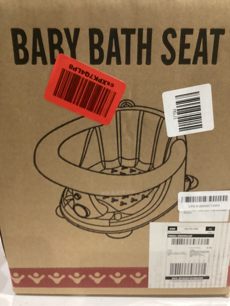Condition photo showing New/Like New for Baby Bath Seat For Babies 6 Months & Up With Built-in Thermometer, Strong Suction Cups & Interactive Toys – Ergonomic Infant Bath Seats For Babies Sitting Up, Safe & Comfortable Design