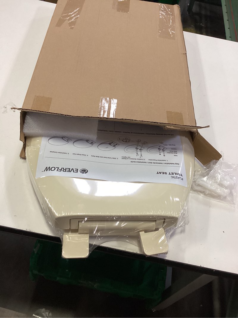 Condition photo showing New/Like New for HIGHCRAFT Premium Elongated Toilet Seat with Slow-Close Design, Adjustable Hinges & Quick Removal Mechanism - Molded Plastic Toilet Seat - Fits Standard Elongated Toilets - Oval Seat in Bone/Beige Elongated Bone