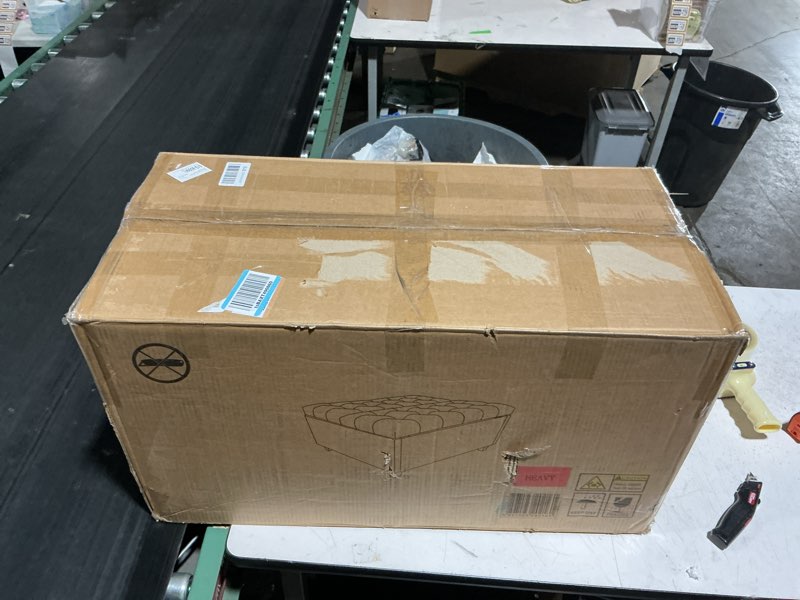 Condition photo showing Good Condition for foldable storage ottoman bench 31.5 inch, linen tufted upholstered footrest stool, coffee table with