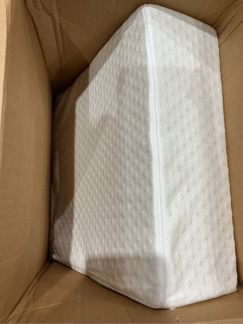 Condition photo showing As Is for aeris wedge pillow for sleeping and nighttime comfort, memory foam bed wedge for post surgery recovery, incline cushion for snoring and stomach acid, breathable viscose cover with non slip base 25.5"x25.5"x8"