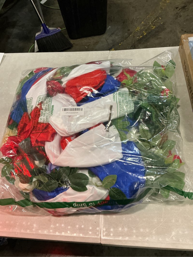 Condition photo showing Good Condition for suncalla 10 ft large red white blue flower garland 4th of july patriotic 250th anniversary rose silk flower garland wreath independence day memorial day indoor outdoor american flag ribbon decor