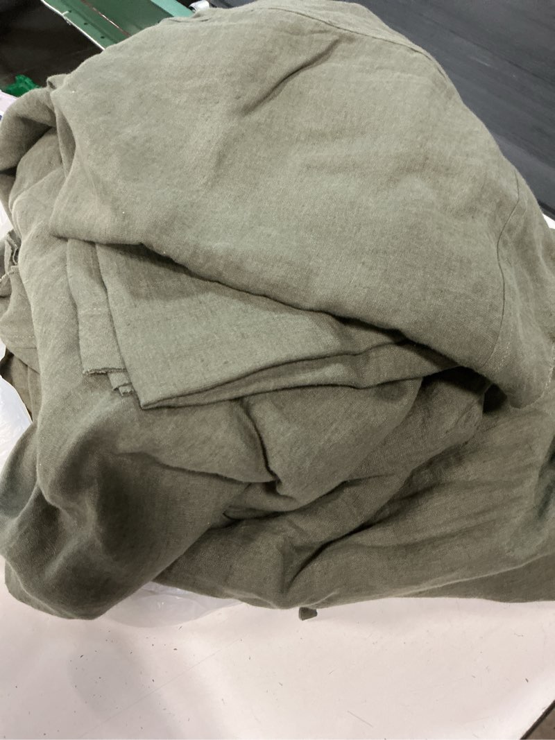 Condition photo showing Good Condition for european linen double flange duvet cover set, king/cal king, dusty olive