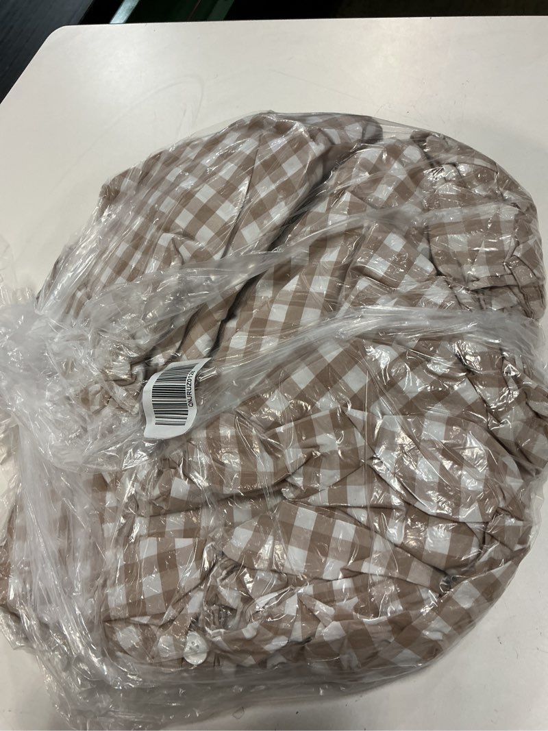 Condition photo showing Good Condition for organic crisp percale gingham duvet cover set, king/cal king, cafe