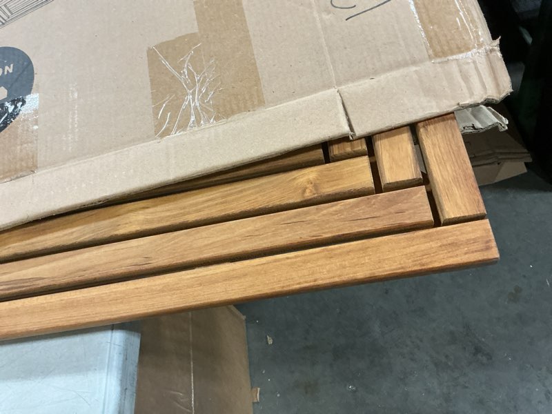 Condition photo showing New/Like New for Nordic Style Premium Teak Shower and Bath Mat for Indoor and Outdoor Use - Non-Slip Wooden Platform for Spa, Sauna, Pool, Hot Tub - Flooring Decor and Protector (Oiled Finish, 40" x 20")