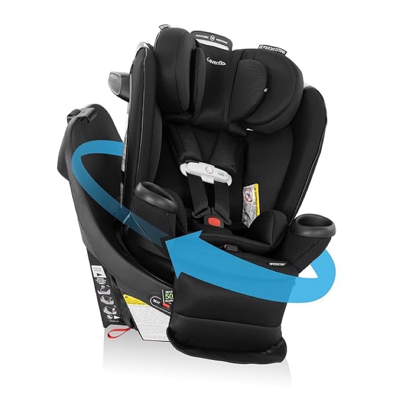 evenflo gold revolve360 extend all-in-one rotating car seat with sensorsafe (onyx black)