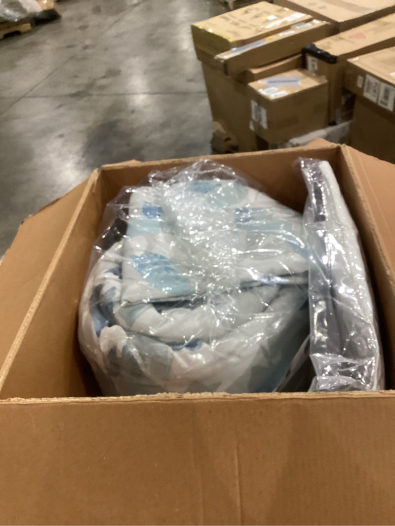 Condition photo showing Good Condition for madison park essentials cozy bed in a bag reversible comforter with complete sheet set - modern botanical print all season cover, shams, decorative pillow, king(104"x92"), blue 8 piece sofia, blue king(104 in x 92 in)