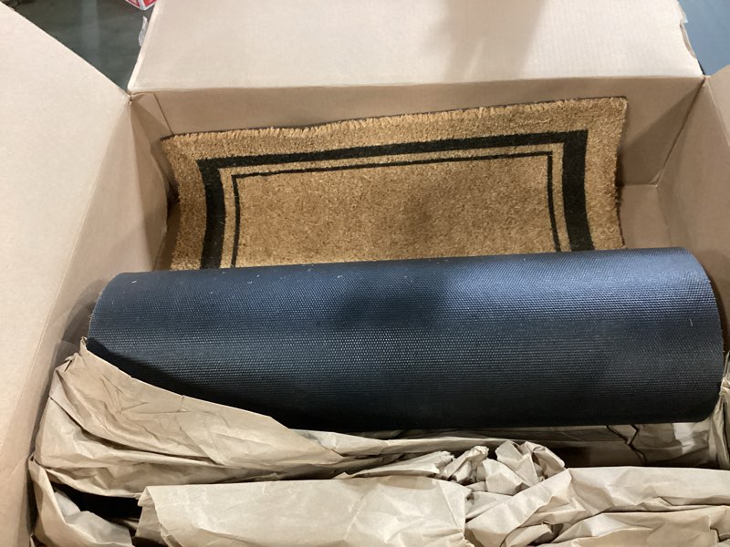 evergreen monogram extra large coir doormat, 60x24 inches front door mat, outdoor indoor entrance ru