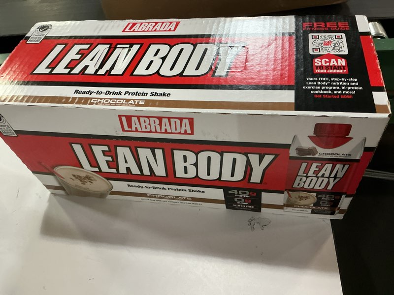 Condition photo showing Good Condition for (Best by Oct 21 2025)Labrada Lean Body Ready-to-Drink Chocolate Protein Shake, 40g Protein, Whey Blend, 0 Sugar, Gluten Free, 22 Vitamins & Minerals, LABRADA, 17 Fl Oz (Pack of 12) Chocolate 204 Fl Oz (Pack of 1)