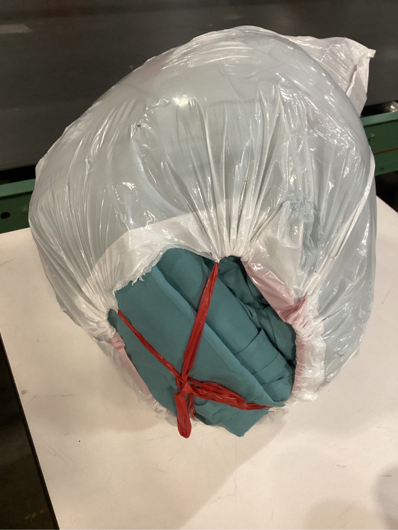 Condition photo showing As Is for Litanika California King Comforter Set Grayish Teal - 7 Pieces Bed in a Bag Cal King Bedding Comforter Sets, Plain Lightweight Bed Set with Comforter, Sheets, Pillowcases & Shams California King (104"x96") Grayish Teal