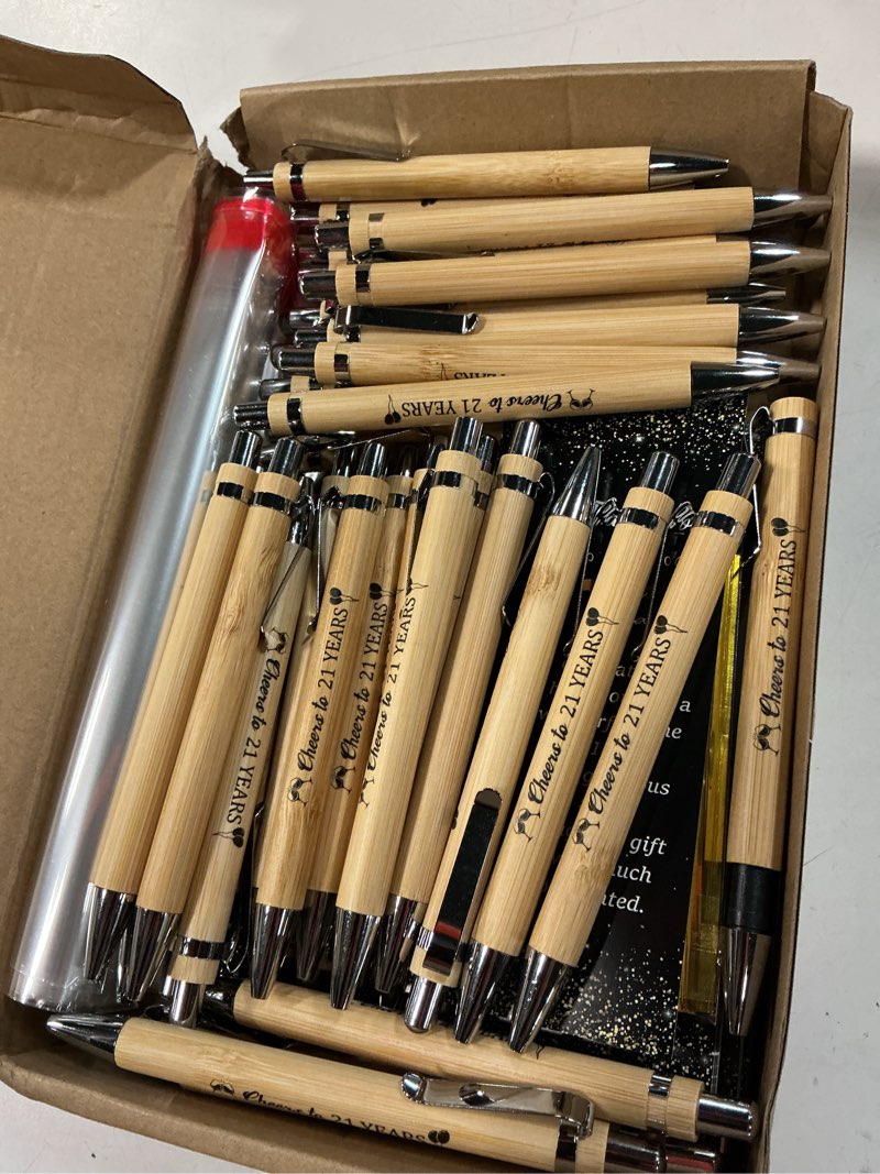 Condition photo showing New/Like New for sayglossy 50 sets 21st birthday for guests anniversary include 50 ballpoint pens with 50 thank you cards 100 bags and twist ties for anniversary birthday wedding shower 50 21st birthday