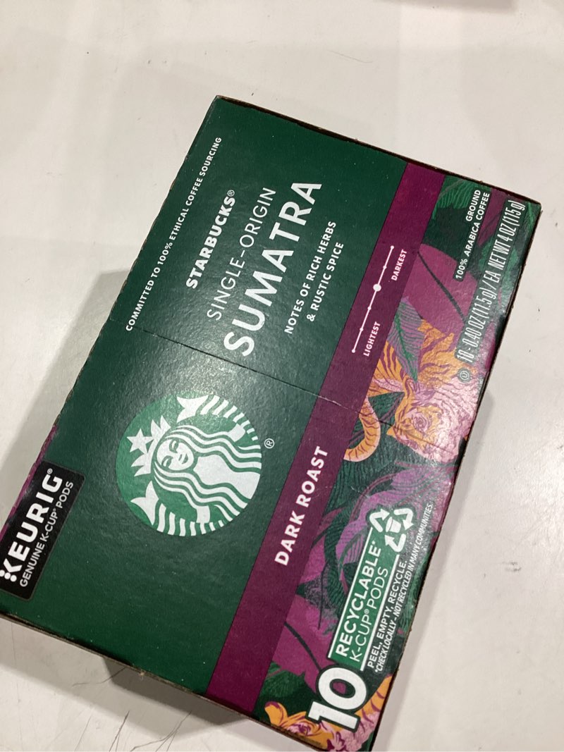 Condition photo showing Good Condition for Starbucks K-Cup Coffee Pods, Dark Roast Coffee, Sumatra, 100% Arabica, 1 box (10 pods)