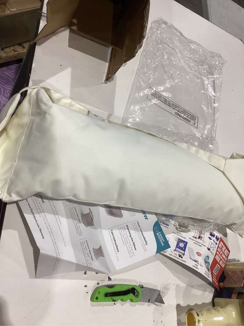 Condition photo showing Good Condition for ox bay 14" x 36" hand-woven white/ tan geometric cotton blend pillow cover  