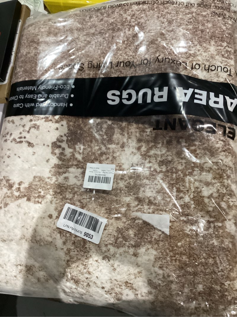 Condition photo showing Good Condition for Area Rug Living Room - 5X7 Abstract Washable Large Soft Foldable Non Slip Rug Neutral Modern Low Pile Carpet for Bedroom Nursery Dining Room Kitchen Home Office Indoor - Brown Brown 5' x 7' (Rectangular)