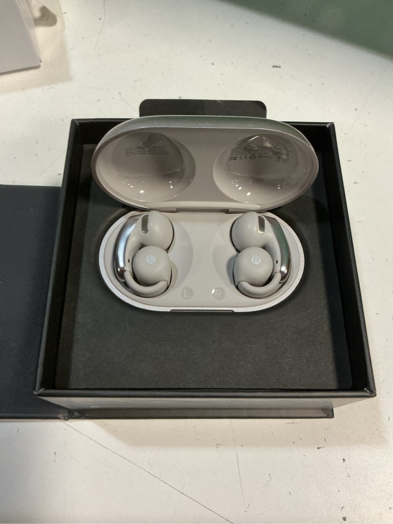 Condition photo showing Good Condition for talix open ear clip-on wireless bluetooth earbuds aurahalo g1, gray | 4-mic beamforming enc tech, rich bass, roller-inspired design, reduced sound leakage, ipx4 water resistant, touch control grey
