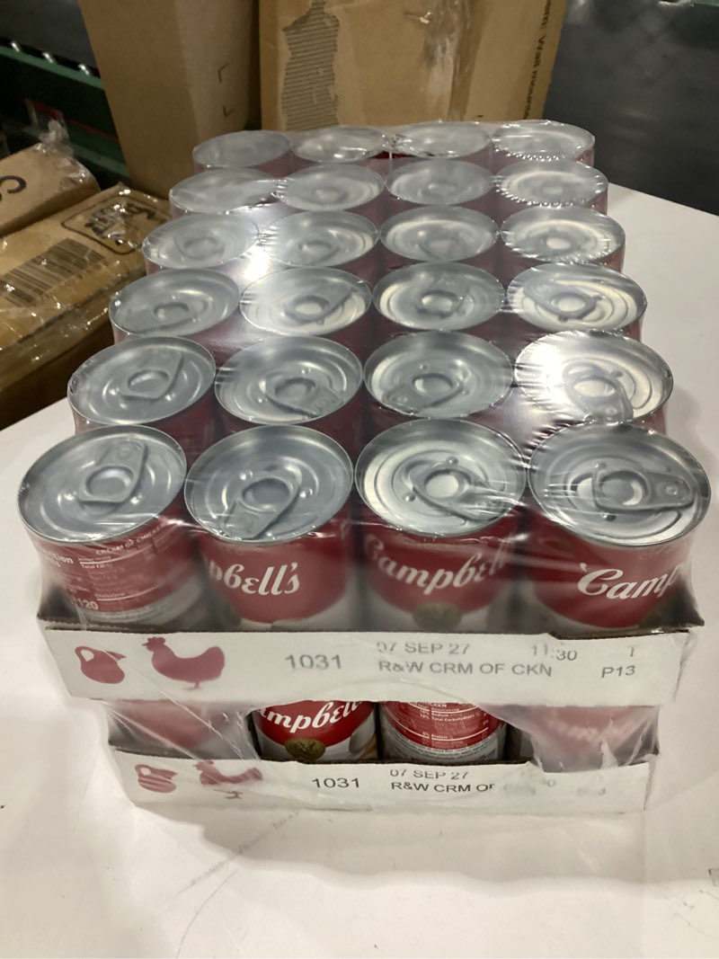Condition photo showing New/Like New for campbell’s  cream of chicken  soup, 10.75 oz can (48 pack) cream of chicken  10.75 ounce (pack of 48) best by date 07sept2027