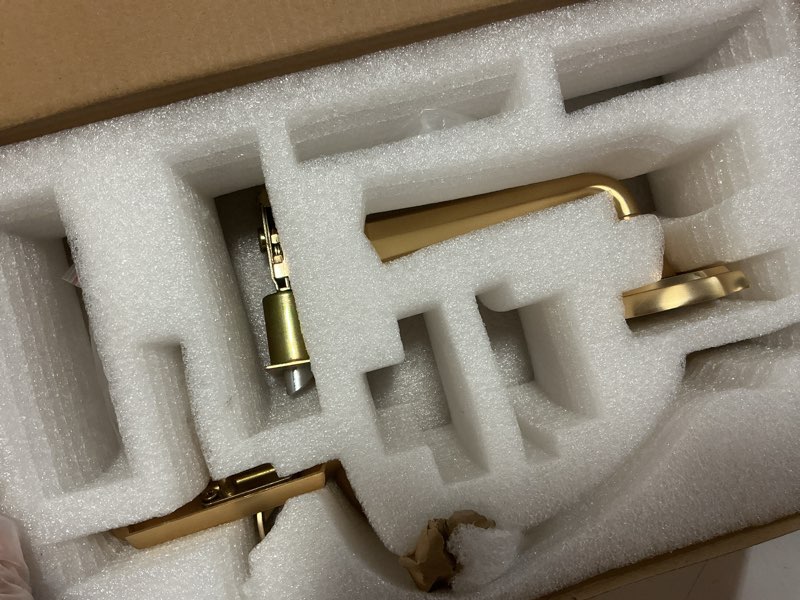 Condition photo showing Good Condition for sorwduerm 1 pack gold front door handles reversible lever entry no lock handleset brushed brass entr