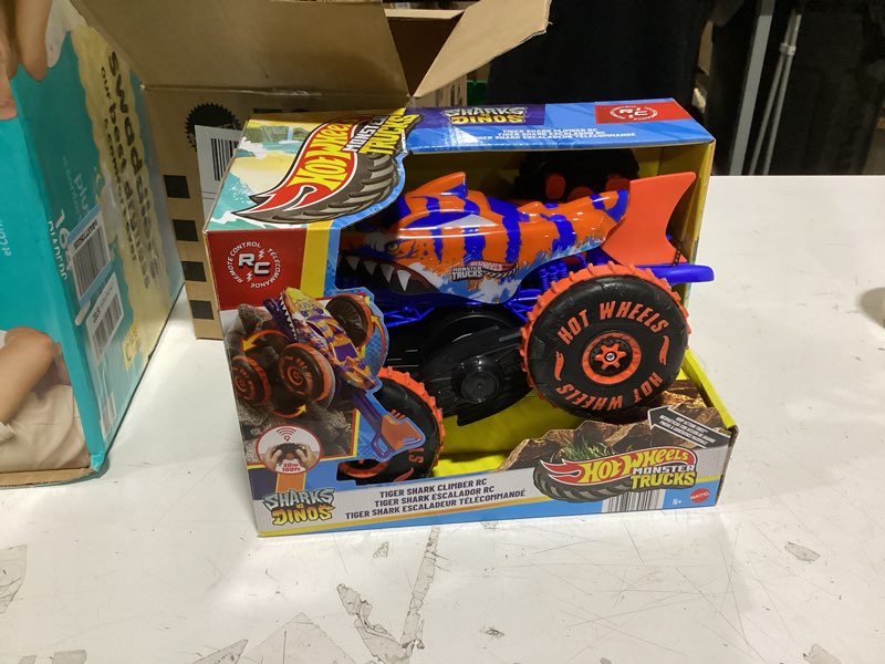Condition photo showing New/Like New for hot wheels monster trucks remote control toy vehicle, large-scale rc tiger shark climber with 3 modes of play for racing, climbing & stunting