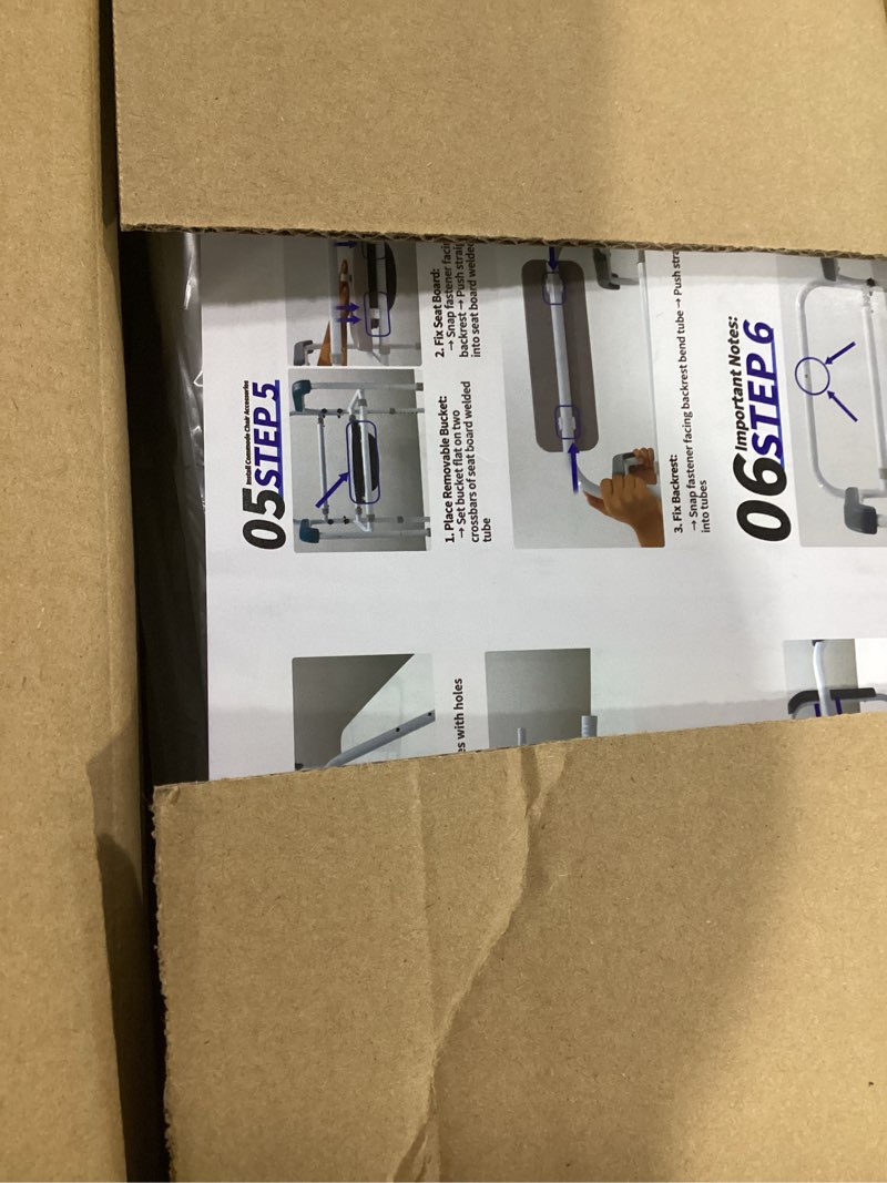 Condition photo showing Good Condition for Adjustable Medical Bedside Commode Chair with Padded Backrest, Height Adjustable, Drop Arm Support