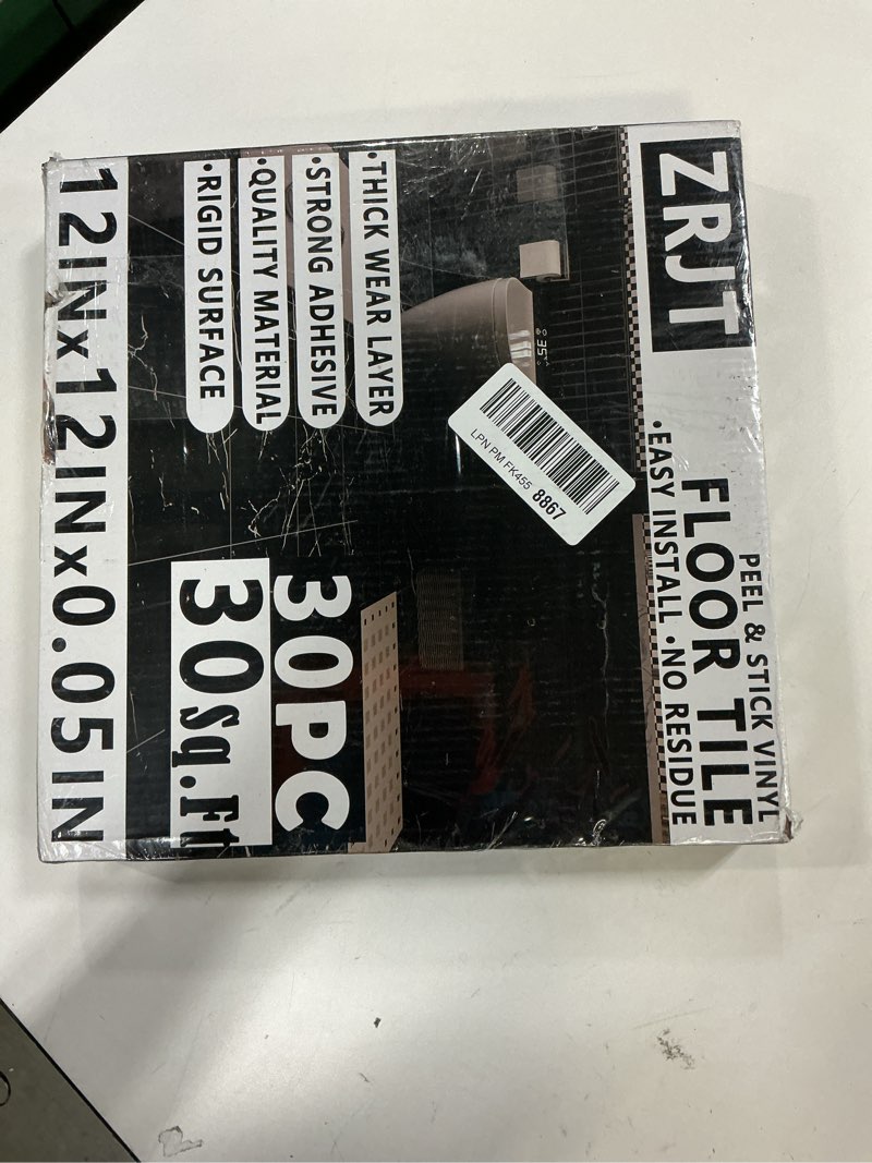 Condition photo showing New/Like New for ZRJT Peel and Stick Floor Tile 30-Pcs Cover 30 Sq.Ft, Vinyl Flooring Tiles 12” x 12” Matte Self Adhesive Flooring Stickers Waterproof Removable for Renter, Bathroom Living Room, Pure Black&White 12x12 Inch Black & White Checker 30