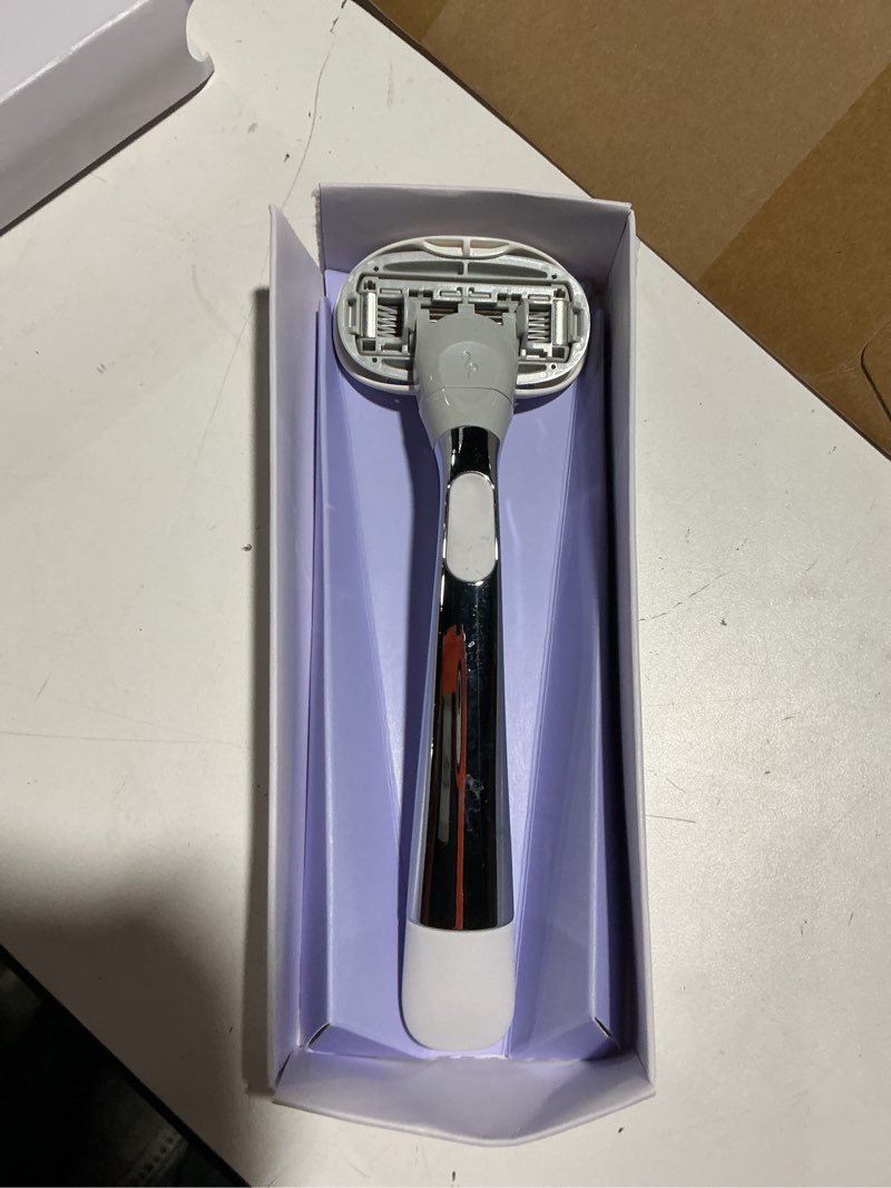 Condition photo showing As Is for flamingo razors for women, 1 razor (polished chrome) handle and 1 razor blade refill chrome white 1 count (pack of 1)