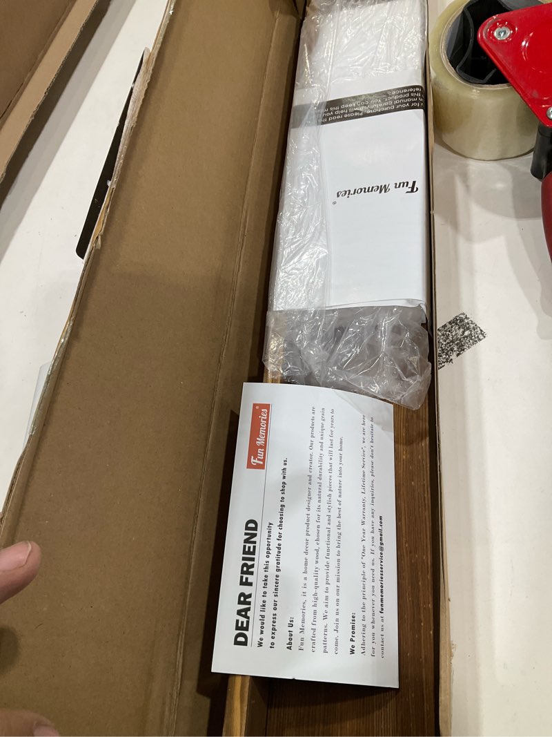 Condition photo showing Good Condition for fun memories stove top shelf, 30" magnetic shelf for kitchen stove, pine wood stove shelves, wall mounted shelves for home storage organization, heat and pressure resistant, 1pcs, dark brown