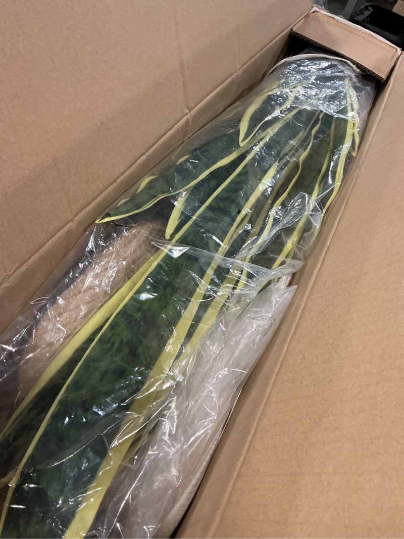 Condition photo showing New/Like New for warmplants artificial snake plant, 3ft fake sansevieria with basket, 35" fake mother in law plants, perfect faux potted plant greenery for indoor home office store lifelike decoration (yellow) yellow 35" with basket