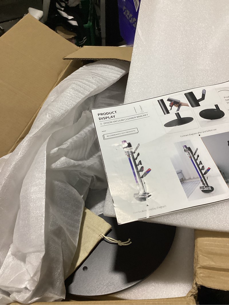 Condition photo showing As Is for (similar to )haturi vacuum stand for dyson gen5 v16 v15 v12 detect v11 v10 v8 v7 v6, vacuum holder and metal storage bracket standing dock with hidden cord design for dyson handheld cordless vacuum cleaners dark gray with square base
