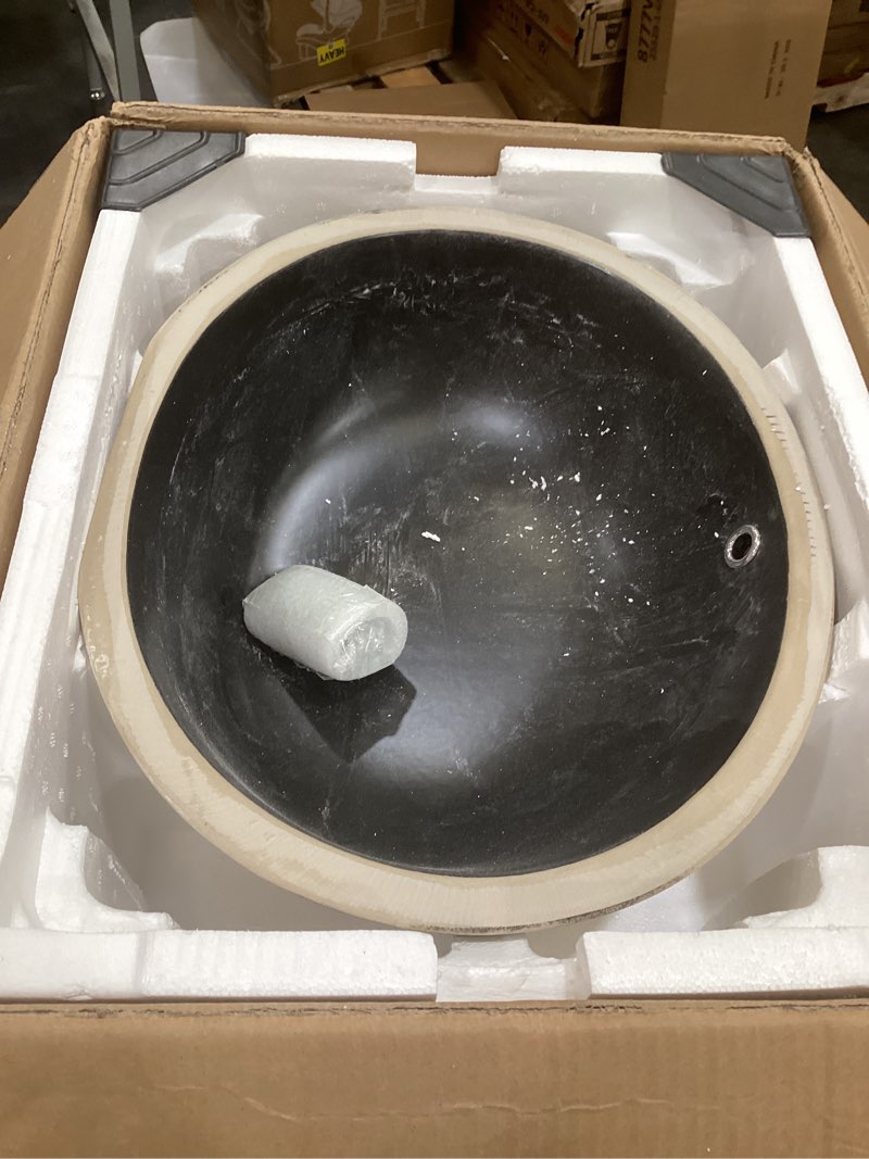 Condition photo showing As Is for lordear undermount bathroom sink 19x16 inch bathroom vanity sink undermount round white porcelain ceramic bathroom under counter lavatory vanity sink basin with overflow 19x16 inch white