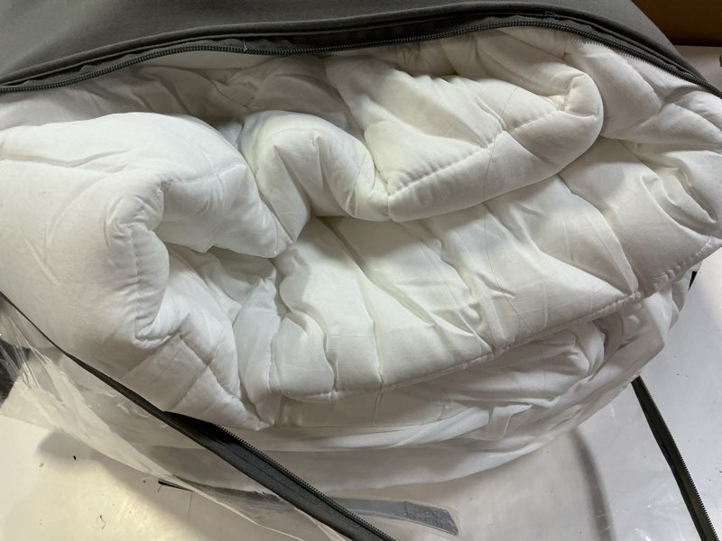 Condition photo showing As Is for cloud-like king mattress topper - 100% cotton top mattress pad for back pain relief - breathable & naturally cooling for hot sleepers, white white king