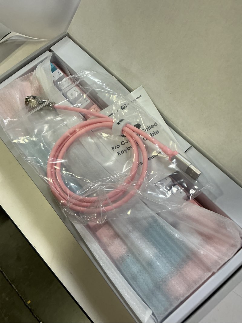 Condition photo showing New/Like New for ziyou lang rk-t8 wired 65% mechanical gaming keyboard with rgb led backlit anti-ghosting tkl mini 68 key custom coiled c to a cable tactile blue switch for ps4 ps5 xbox pc mac gamer(pink/white/blue)