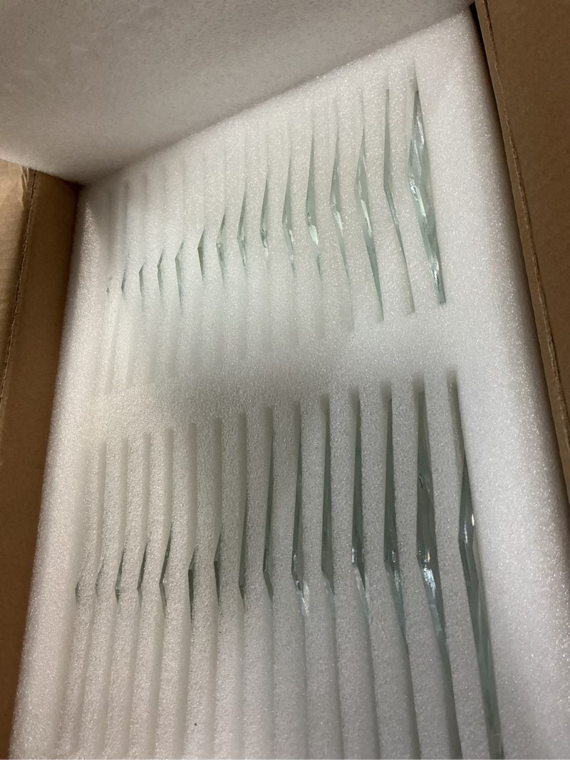 Condition photo showing New/Like New for 2 x 6 inch beveled glass squares (30 pieces) for stained glass art & design (2 x 6 inches) 2 x 6 inches bevel glass