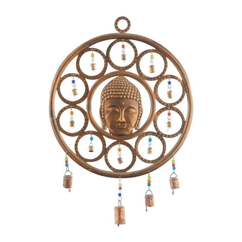 , Deco 79 Deco 79 Metal Buddha Windchime with Beads, Set 5 pieces