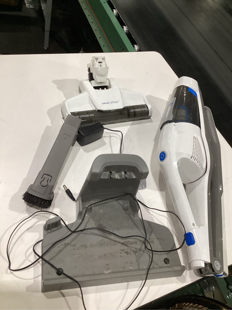 Condition photo showing As Is for (USED, NOT TESTED, MISSING PARTS) Vacmaster VSD1801 Cordless Handheld & Stick Vacuum Cleaner 2 in 1, Rechargeable Li-ion Battery Powerful Lightweight for Hardwood Floor, Carpet and Pet Hair White