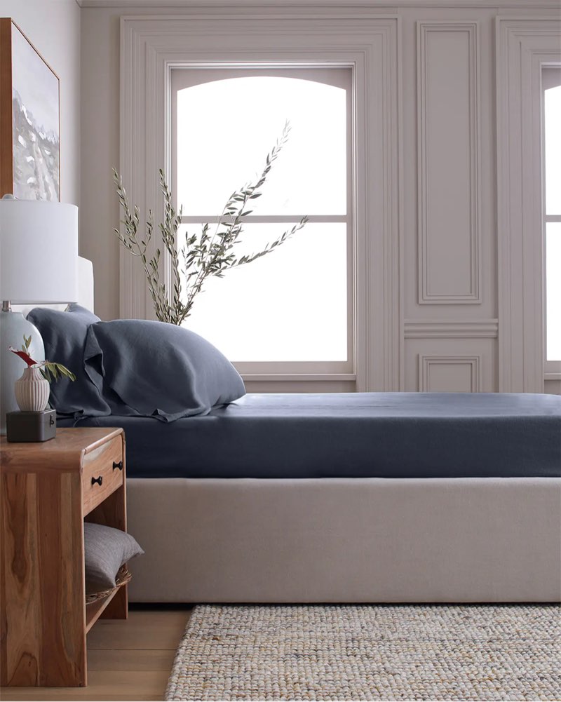 european linen fitted sheet set solid: nightfall size: king