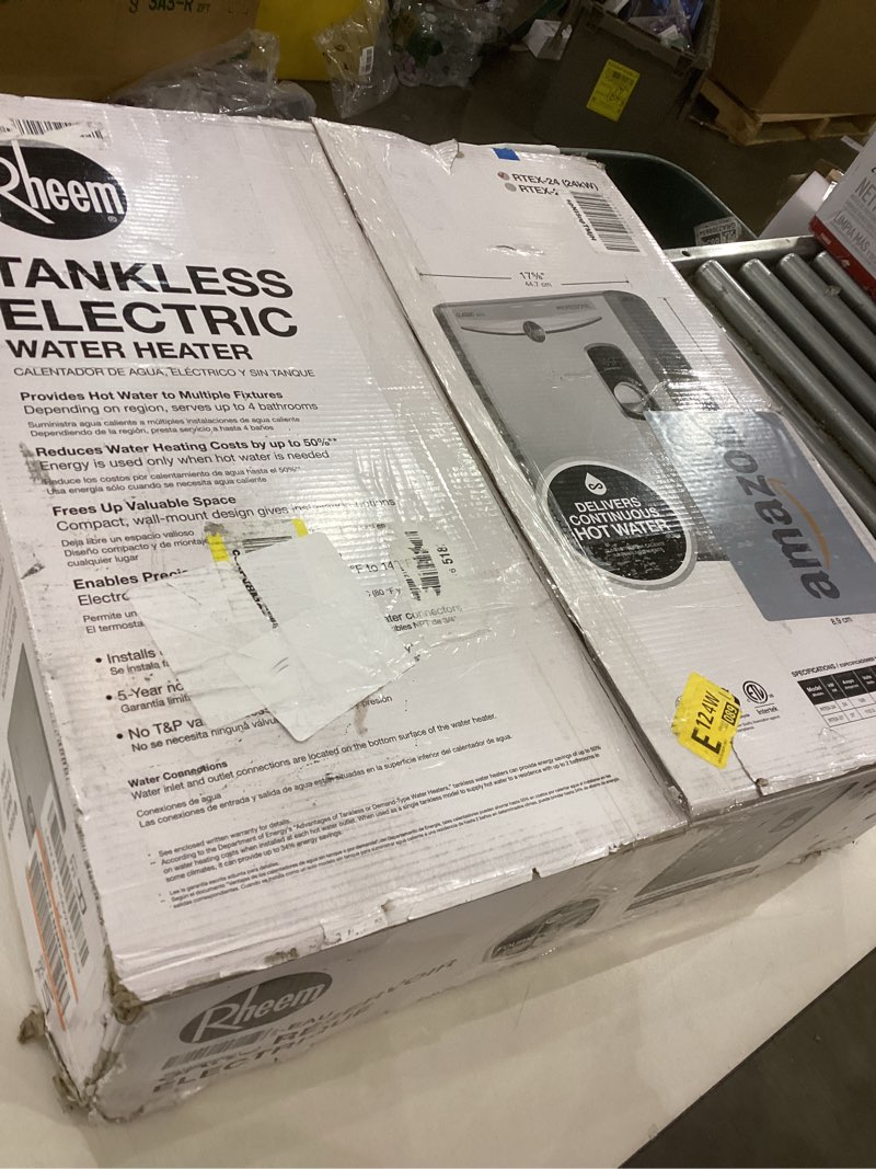 Condition photo showing As Is for Rheem RTEX-24 24kW 240V Electric Tankless Water Heater, Gray