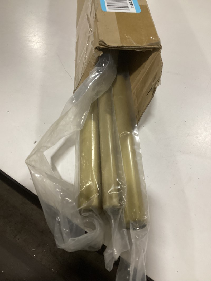 Condition photo showing As Is for meriville 1-inch diameter double window treatment curtain rod, marble urn finial, 72" to 144" adjustable, royal gold 72"-144" royal gold