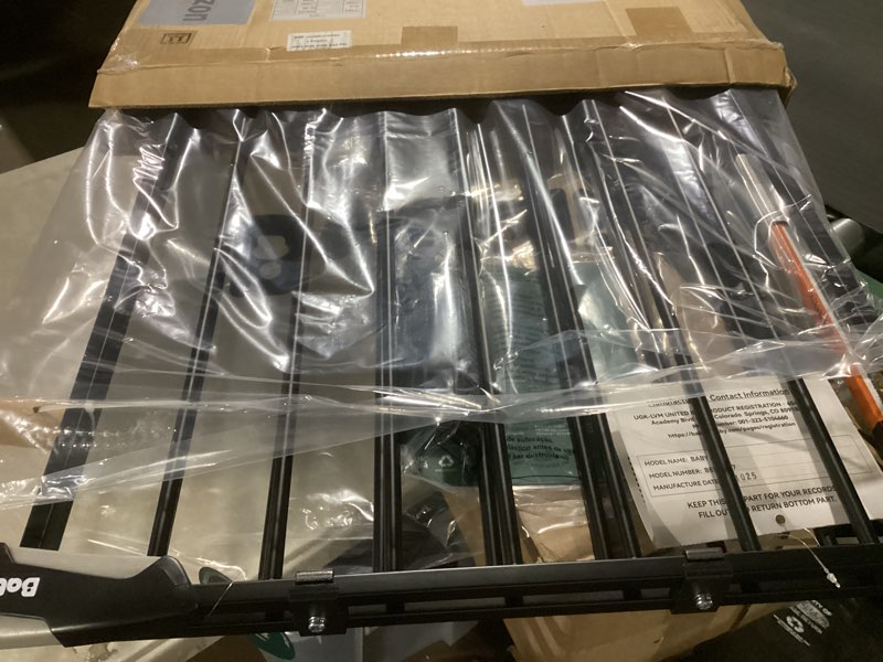 Condition photo showing New/Like New for babelio baby gate for stairs, kitchen & doorways, no bottom bar| one-handed operation| auto-close| hardware mount (drill needed) safety dog/pet gate (black - b17, 26-43" w, 28" h)
