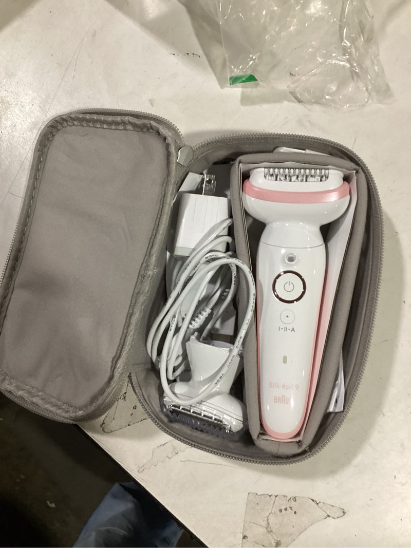 Condition photo showing Good Condition for Braun Epilator Silk-épil 9, Hair Removal Device, Women Shaver & Trimmer, Pivoting Head, Wet and Dry Epilator, Includes Shaver Head and Trimmer Comb, SES9-030