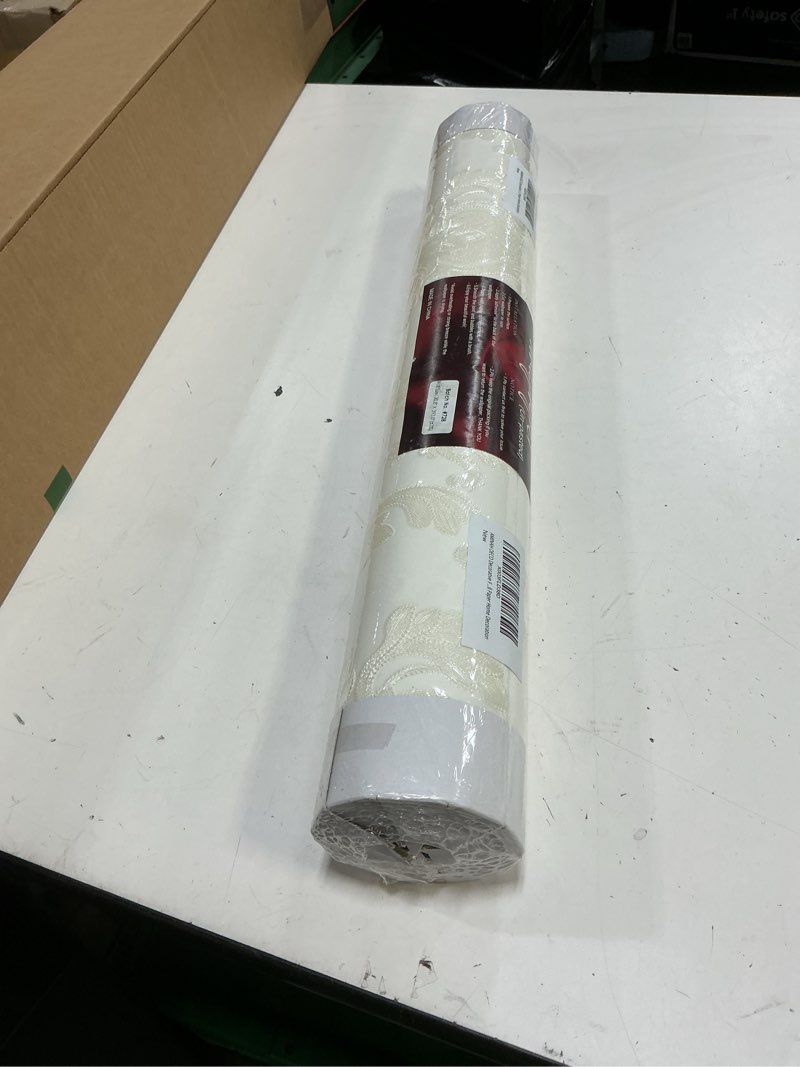 Condition photo showing New/Like New for cream white damask decorative textured floral wallpaper non-woven wall paper home decoration,20.8 in x 393.00 in [ not peel and stick ] 20.8" x 393"