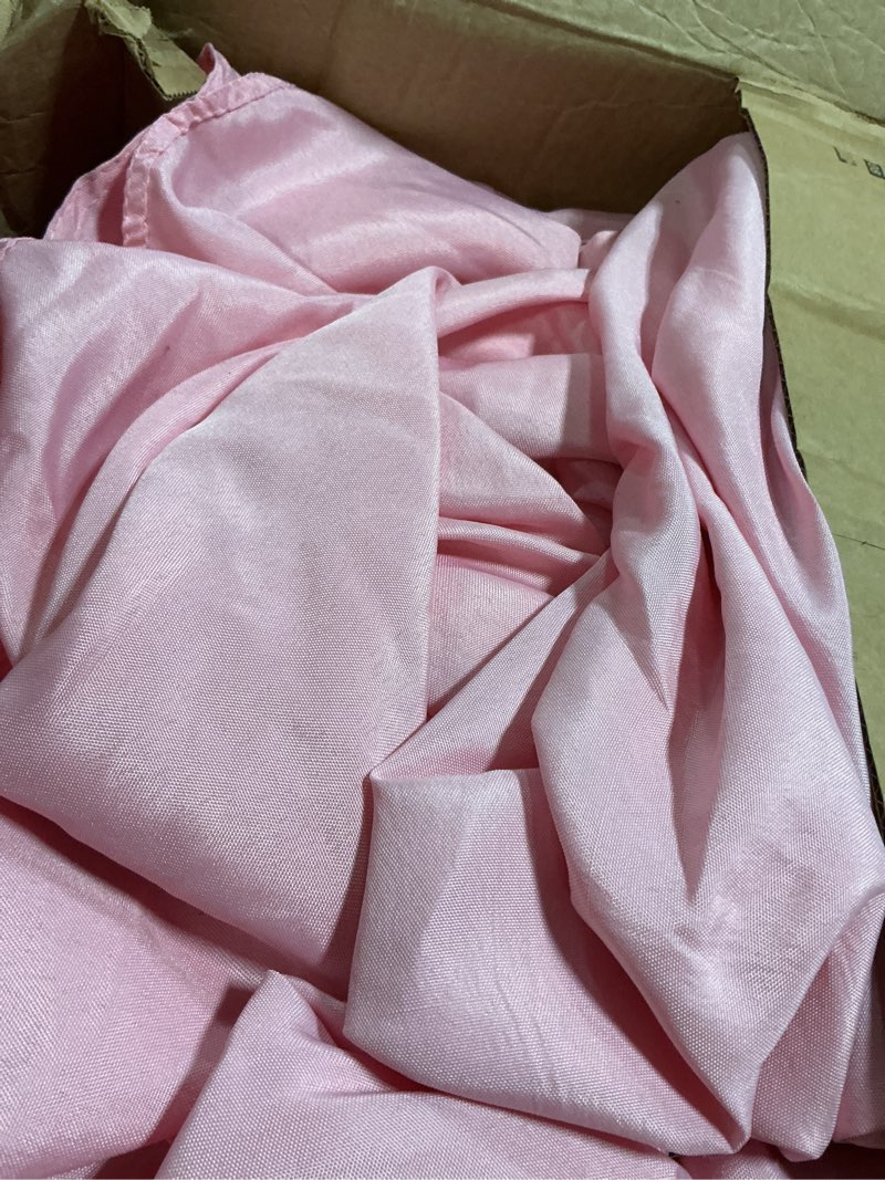 Condition photo showing As Is for sancua round tablecloth 90 inch diameter, 8 pack - circle polyester fabric table cloth for wedding christmas party reception banquet birthday, washable formal table cover (fit 30-72 inch tables), pink pink 8 pack 90 inch round