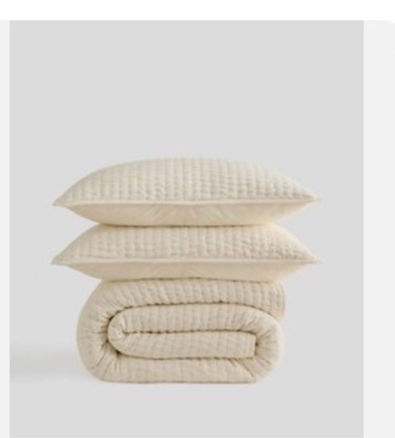 quince european linen cotton stitch quilt set king cal king beige